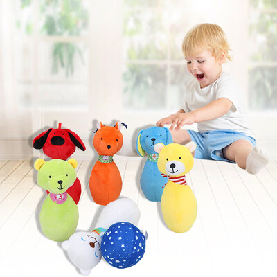 

YIWULA6Pcs Baby Colorful Animals Bowling Figurine Creative Plush Doll Kids Play Toy