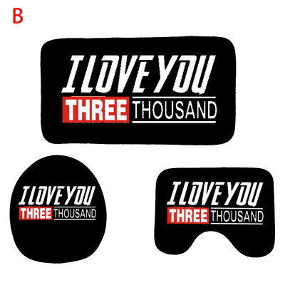 

Gobestart 3Pcs I love You Three Thousand Times Non-Slip Bath Mat Bathroom Kitchen Carpet Doormats Decor