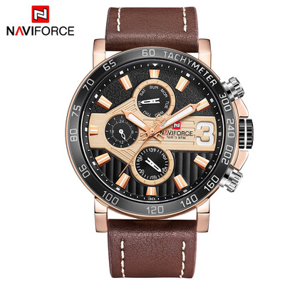 

NAVIFORCE NF9137 Man Watch Quartz Watch Leather 3ATM Waterproof Date Week Hour Watch