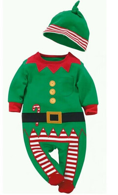 

Christmas Newborn Baby Boys Girl Xmas Clothes Romper Bodysuit Hat Outfit Costume