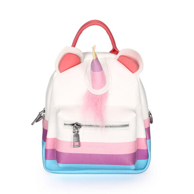 

Fashion Good Friend Backpack Leather Contrast Color Unicorn Shoulder Bag Confidante Backpack Travel Satchel