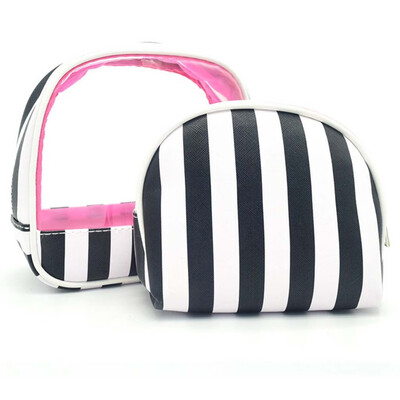 

Tailored 2Pcs Women Marble Striped Leather Handbags Cosmetic Bags Makeup Pouch Purses