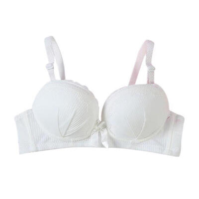 

Lace-Side Rimless Gathered Bras Adjustable Wire Free Push Up Bras Sexy Bow Twist Padded Underwear Women Bras