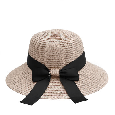 

Butterfly-knotted Fishermans Straw Hat Female Summer&Korean Edition Fashionable Outdoor Sunscreen Cap
