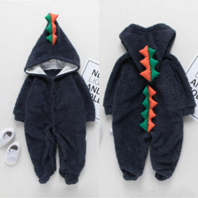 

US Infant Toddler Baby Boy Girl Dinosaur Hooded Romper Bodysuit Jumpsuit Clothes