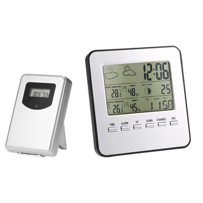 

Wireless Indoor Outdoor Thermometer Hygrometer Digital Weather Station Alarm Clock LCD Calendar Alarm