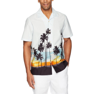 

Toponeto Men Casual Summer Printed Button Short Sleeve Hawaiian T-Shirt Top Blouse