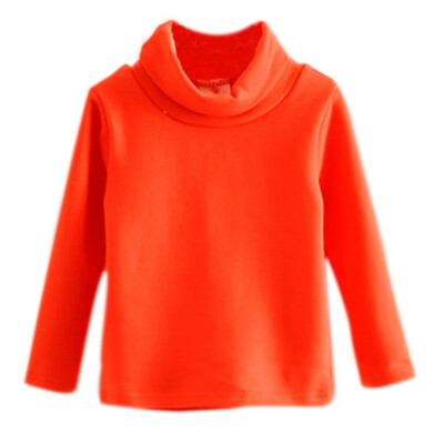 

New Candy Color Girls Clothes Kids Turtleneck T-shirt Fall Winter Solid Casual Pullover Cotton Clothes