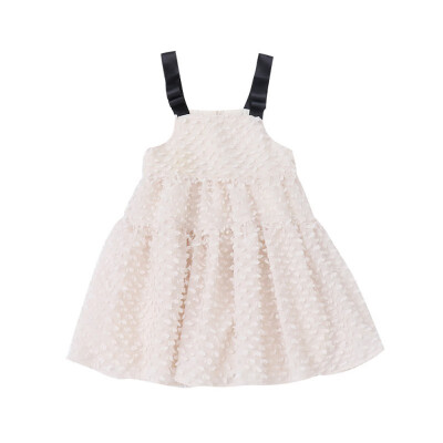 

Children Summer Cute Girls Cotton Cute Breathable Solid Color Lace Bow Sweet Princess Sister Dress