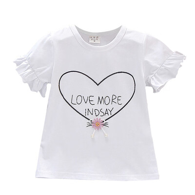 

Baby Girls Summer Cotton Letter Heart Print T-shirt Tops Blouse Short Sleeve Children Casual Tee Shirts