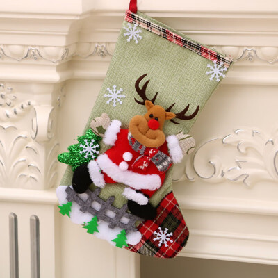 

Christmas Socks Linen Large Size Christmas Stocking Gift Holders Holiday Party Christmas Fireplace Decorations For Children