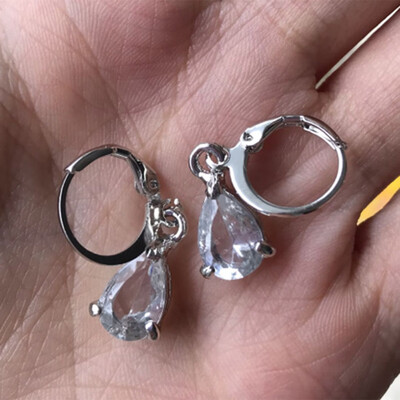 

Charming Water Droplet Cut Amethyst Dangle Drop Earrings Wedding Jewelry