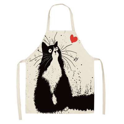 

1Pcs Kitchen Apron Funny Dog Bulldog Cat Printed Sleeveless Cotton Linen Aprons for Men Women Home Cleaning Tools 6849cm