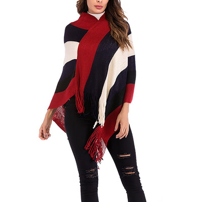 

Tailored Women V-Neck Irregular Patchwork Cloak Loose Shawl Cardigan Sweater Coat