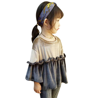 

Lovely Girls Long Sleeve Patchwork Autumn T-shirt Tops Newborn Baby Girl Round Neck Fashion Summer Tops T-shirt Outfits