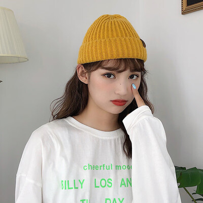 

Ins knitted hat female autumn&winter dome melon skin hat Korean Yapi rogue wool hat student street cold hat man