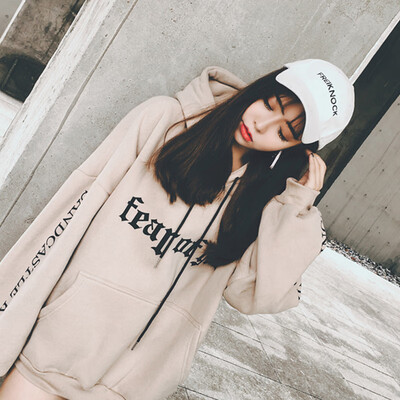 

Women Letter Print Pockets Long Sleeves Hoodies Sweatshirts Female New Cool Hoodie Sweatshirt Autumn And Winter Clothes Tops