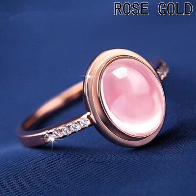 

Pink Furong Stone Crystal Ring Crystal Finger Ring Women Wedding Jewelry Elegant Temperament Adjustable Opening