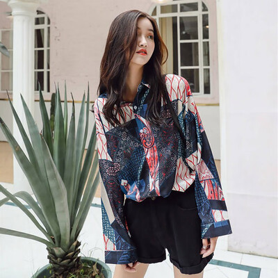 

Women Clothes Autumn Floral Shirts Printed Harajuku Female Blouses Long Sleeve Loose Casual Gothic Stranger Things