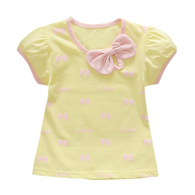 

Childrens T-Shirt Baby Girl Clothes Summer Print Kids Bow Short Sleeve Infant Girl Tee Tops Princess Girl Party Clothes