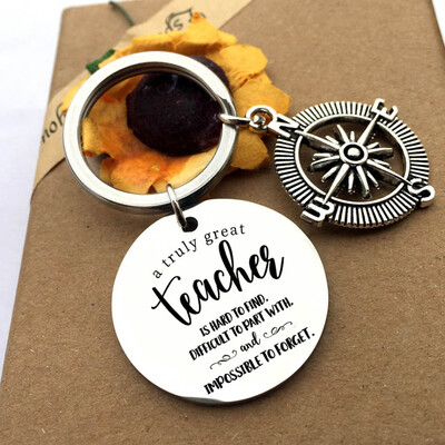 

Stainless Steel Keychain Creative Teacher Birthday Present Christmas Gift Key Ring Pendant Distinctive Accessories