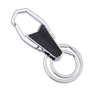 

Double Rings Pendant Keychain Zinc Alloy Leather Waist Hanging Keyrings Key Holders Decor Accessories
