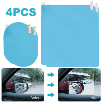 

4Pcs Car Anti-reflective Anti Water Mist Film Anti Fog Rainproof Rearview Mirror Protective Film Cover