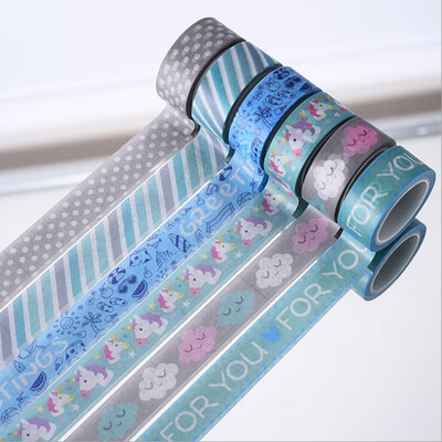 

5M Blue Twill Hand Book Decorative Adhesive Tape DIY Planner Masking Tape Adhesive Tapes Stickers Decorative Stationery Tapes