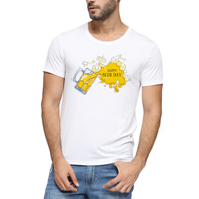 

Toponeto Men Beer Festival Letter Printed Pattern Casual Fashion Lapel Short Sleeve Shirt