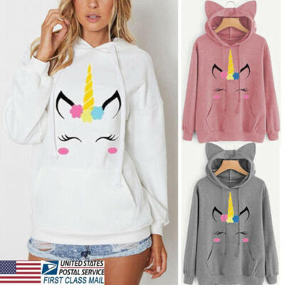 

US Stock Women Long Sleeve Hoodie Sweatshirt Sweater Jumper Coat Pullover Tops