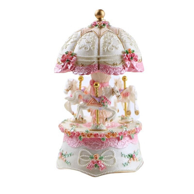 

Carousel Music Box Luxury Color Change Flashing LED Light Luminous Rotating 3-Horse Carousels Horse Melody Music Box Valentines