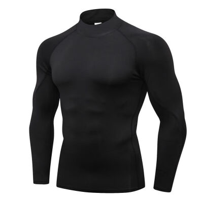 

Men Long Sleeve Speed Dry T-Shirts Fitness High Collar Sports Running Training High-elastic Tight-fitting Tops