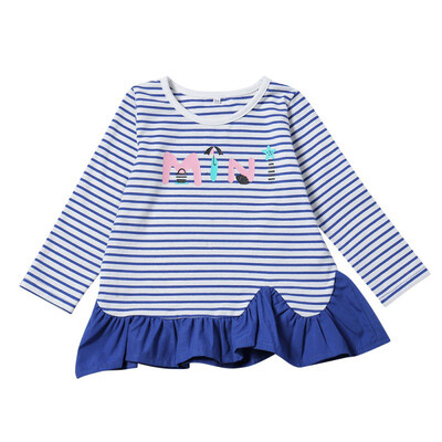

Baby Girls Autumn Warm Letter Patchwork Striped Dress High Quality Kids Children Long Sleeve Casual Soft Cotton Clothing Dress