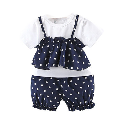 

Summer Girls Clothes Set 2PCS Casual Dot T-shirt Short Pants Set Baby Girls Fashion Clothes