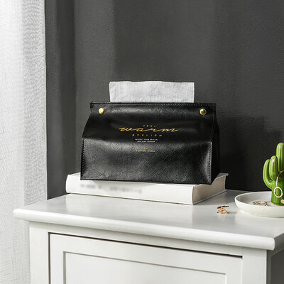 

Toponeto New Leather Facial Tissue Box Cover Rectangular Napkin Holder Snap Closure