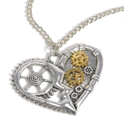 

2019 Hot Women Fashion Cute Retro Owl Necklace Punk Heart Shaped Mechanical Necklace Best Gift Jewelry