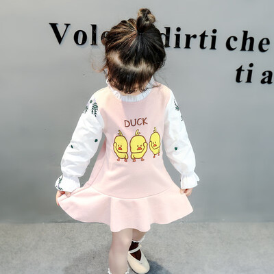 

Spring Kids Dress for Girls Casual Long Sleeve Costume Baby Dress Animal Duck Pattern Children Embroidery Dresses