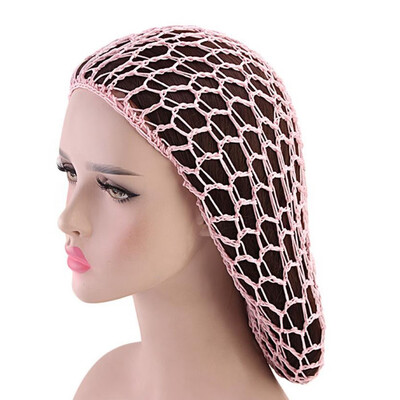 

12 Colors Women Ladies Soft Mesh Hair Net Crochet Cap Solid Color Snood Sleeping Cap