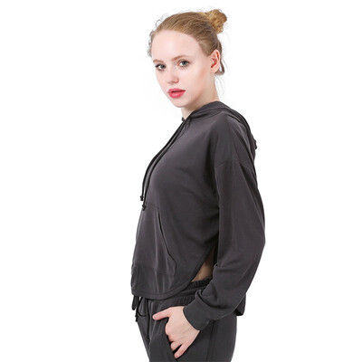 

NeillieN Womens hooded Yoga suit casual overalls running body-building suit loose sport long sleevesTracksuit