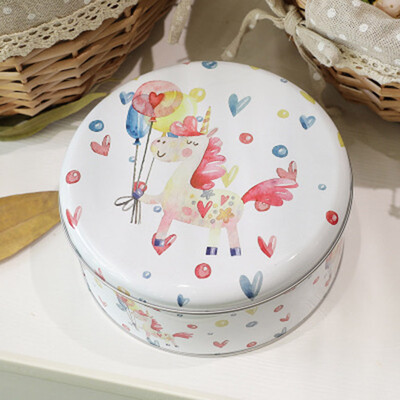

Mini Unicorn Tin Trinket Jewelry Coin Box Storage Tinplate Case Gift Round