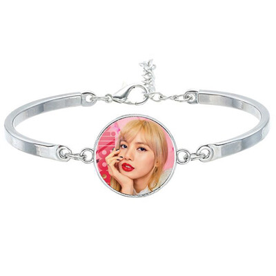 

KPOP BLACKPINK Same paragraph Retro Punk Style Woven Bracelet Creative Simple Metal Button Bracelet