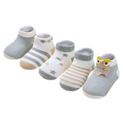 

5 Pair Baby Socks Summer Toddler Cartoon Print Socks Kids Baby Cotton Breathable Mesh Socks Anti Slip