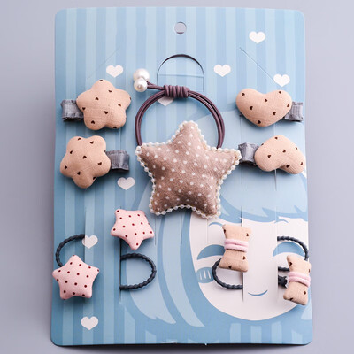 

Headwear Accessories Baby Cute Girls Bowknot Star Pattern HeadbandHair Pin Set Apparel Photography Prop Party Gift