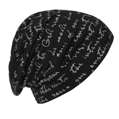 

Womens Letter Print Cotton Stretchy Beanie Hat Turban Head Wrap Chemo Street Cap