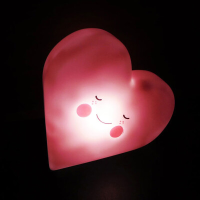 

〖Follure〗Heart-shaped Soft Vinyl LED Night Light Toy for Baby Kids Bedroom Decoration Nursery Lamp