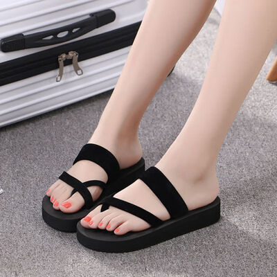 

Women Summer Non-slip Flip Flops Wedges Women Outdoor Beach Slippers Black And Red Female Fashion Shoes