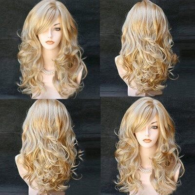 

Tailored Blonde Wigs Wavy Curly Long Heat Resistant Fiber Costume Party Wigs for Women