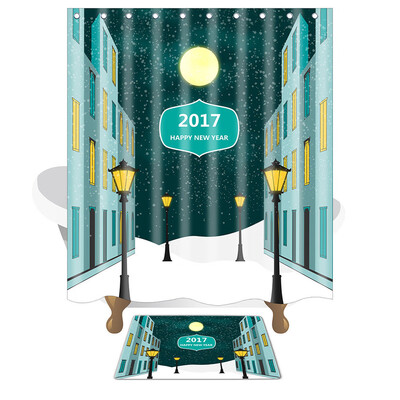 

Gobestart Christmas Waterproof Polyester Bathroom Shower Curtain And Xmas Mat Decor