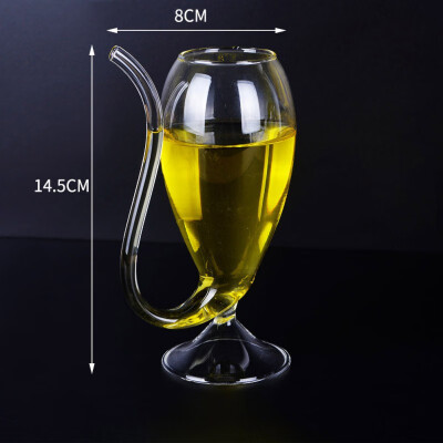 

New 300ml Vampire Red Wine Juice Glass Cup Mug With Built in Drinking Tube Straw High Quality