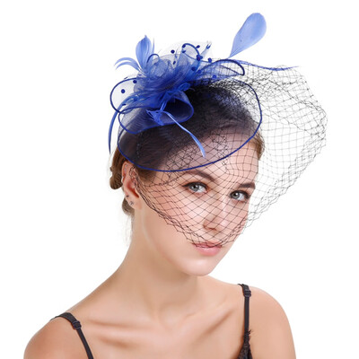 

Wedding Races Party Hair Clip Net Hat Bride Cones&Feathers Occasion